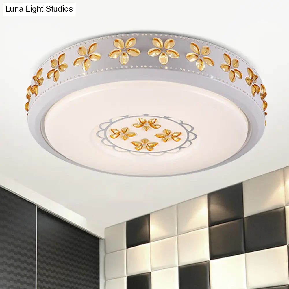 12/16.5/20.5 White Flower Flush Mount Acrylic Led Living Room Light In White/3 Color Options/Fourth