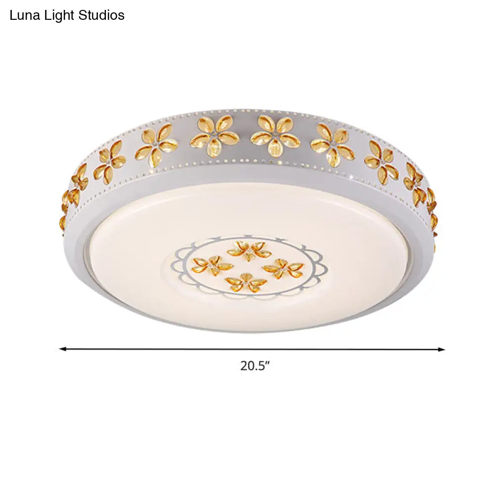 12/16.5/20.5 White Flower Flush Mount Acrylic Led Living Room Light In White/3 Color Options/Fourth