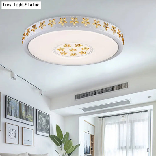 12’/16.5’/20.5’ White Flower Flush Mount Acrylic Led Living Room Light In White/3 Color