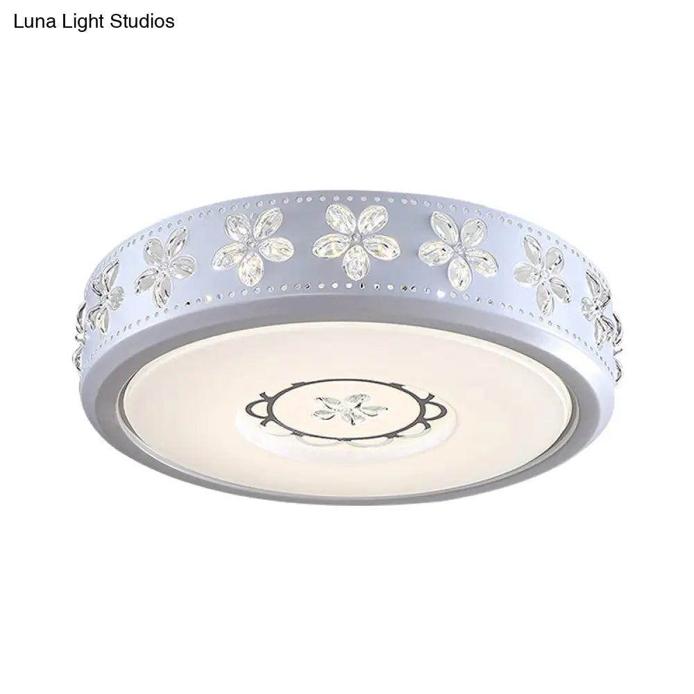 12’/16.5’/20.5’ White Flower Flush Mount Acrylic Led Living Room Light In White/3 Color