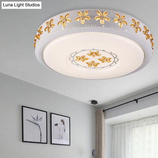 12’/16.5’/20.5’ White Flower Flush Mount Acrylic Led Living Room Light In White/3 Color