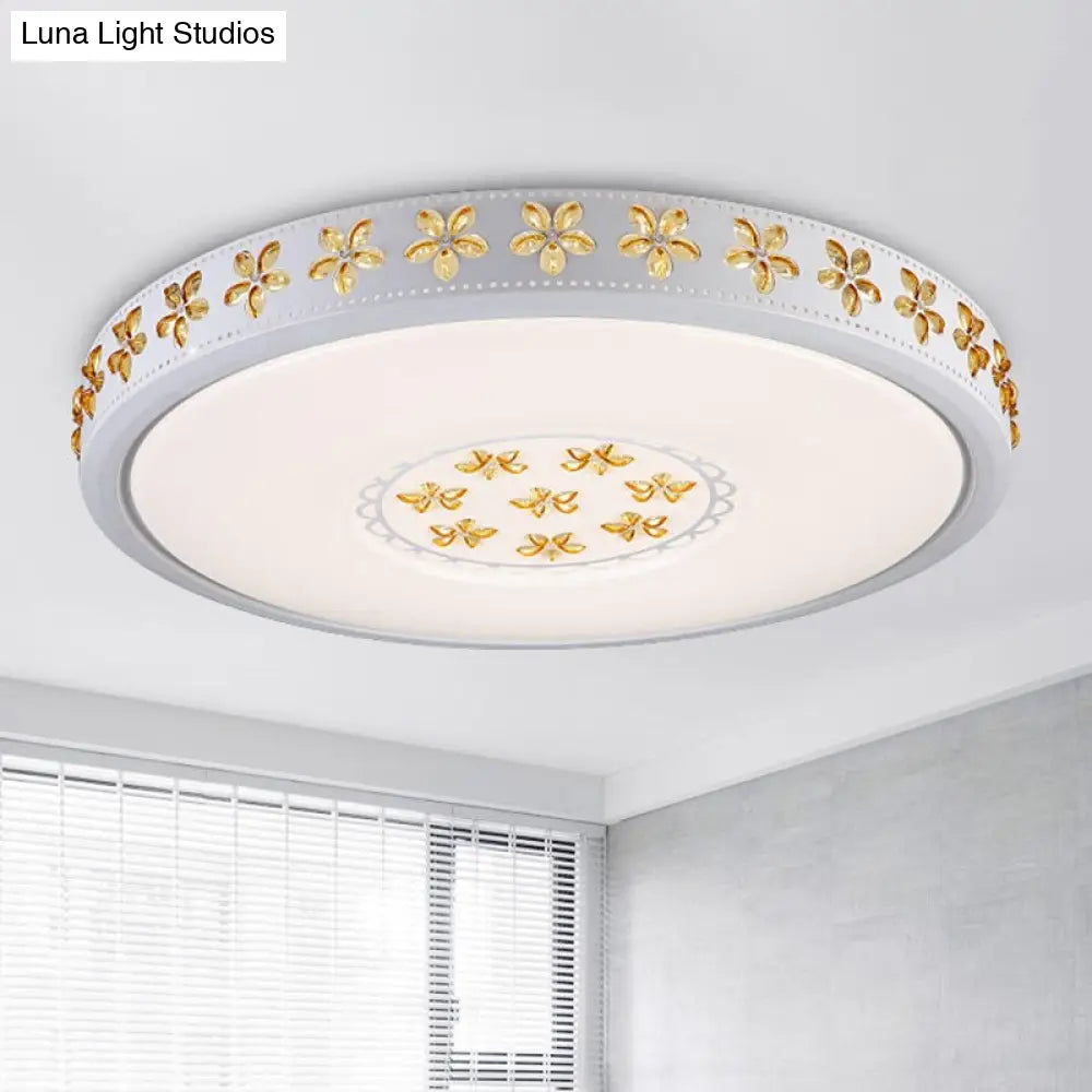 12’/16.5’/20.5’ White Flower Flush Mount Acrylic Led Living Room Light In White/3 Color