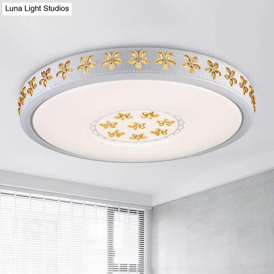 12’/16.5’/20.5’ White Flower Flush Mount Acrylic Led Living Room Light In White/3 Color