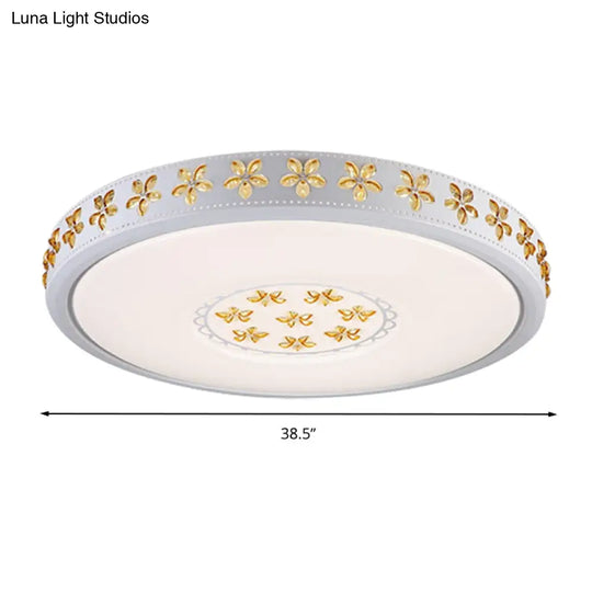 12’/16.5’/20.5’ White Flower Flush Mount Acrylic Led Living Room Light In White/3 Color