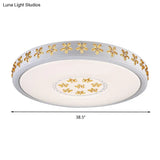 12’/16.5’/20.5’ White Flower Flush Mount Acrylic Led Living Room Light In White/3 Color