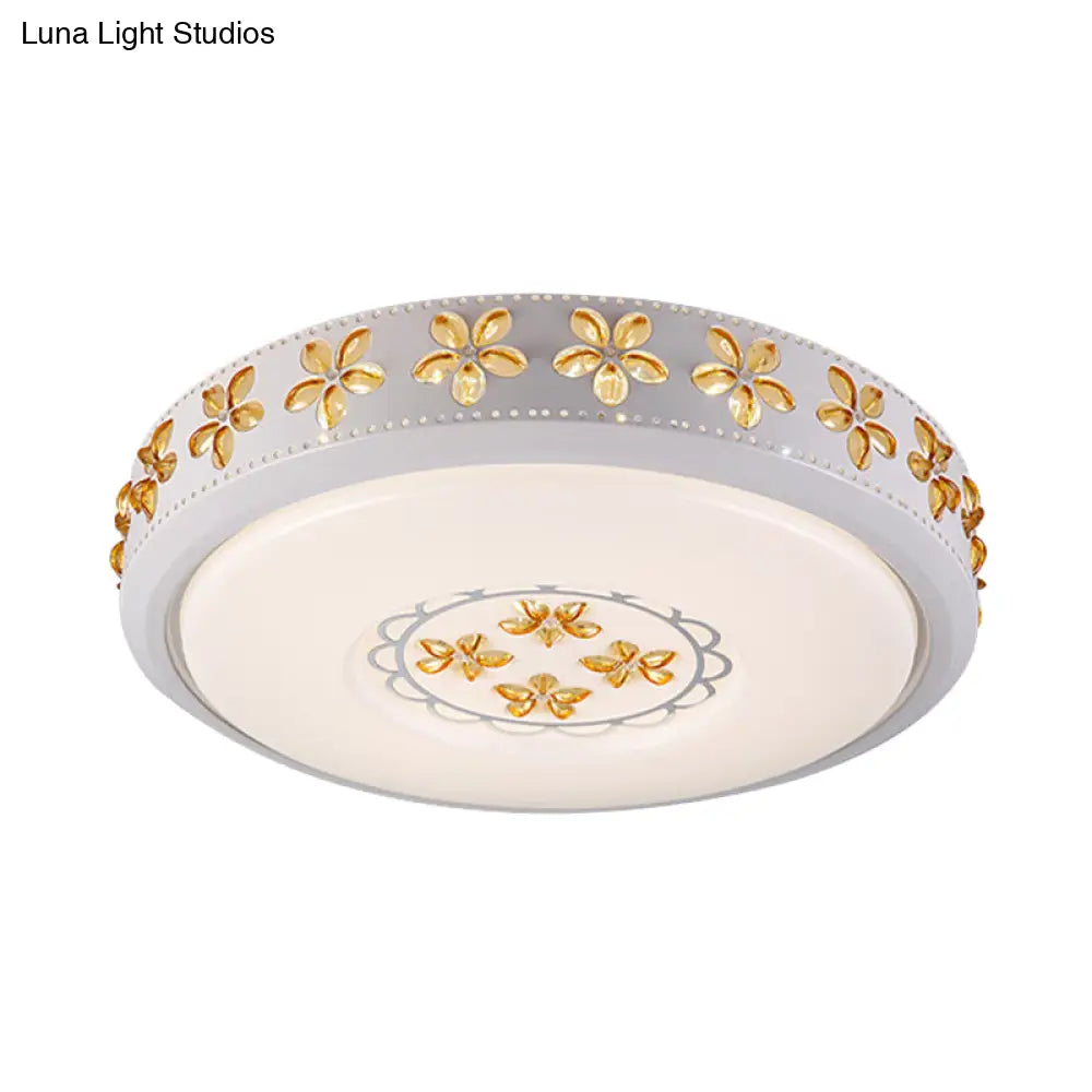 12’/16.5’/20.5’ White Flower Flush Mount Acrylic Led Living Room Light In White/3 Color