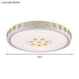 12’/16.5’/20.5’ White Flower Flush Mount Acrylic Led Living Room Light In White/3 Color