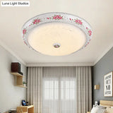 12’/16’ Carved Rose Bedroom Flush Lighting: Korea Countryside Resin Led Lamp With Frosted Glass