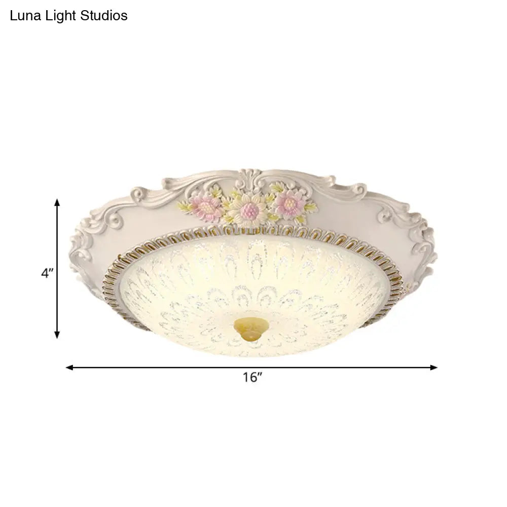 12’/16’ Country Style Led Sunflower/Rose Flush Light With Seeded Glass Shade