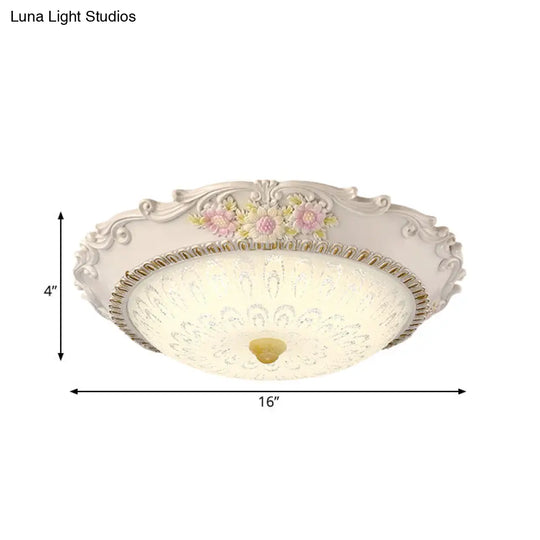 12’/16’ Country Style Led Sunflower/Rose Flush Light With Seeded Glass Shade