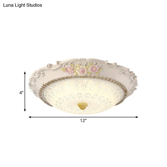 12’/16’ Country Style Led Sunflower/Rose Flush Light With Seeded Glass Shade