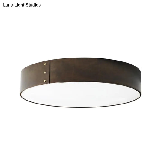 12’/16’ Wide Drum Minimalist Acrylic Led Flush Mount Ceiling Fixture In Grey Finish For Bedroom