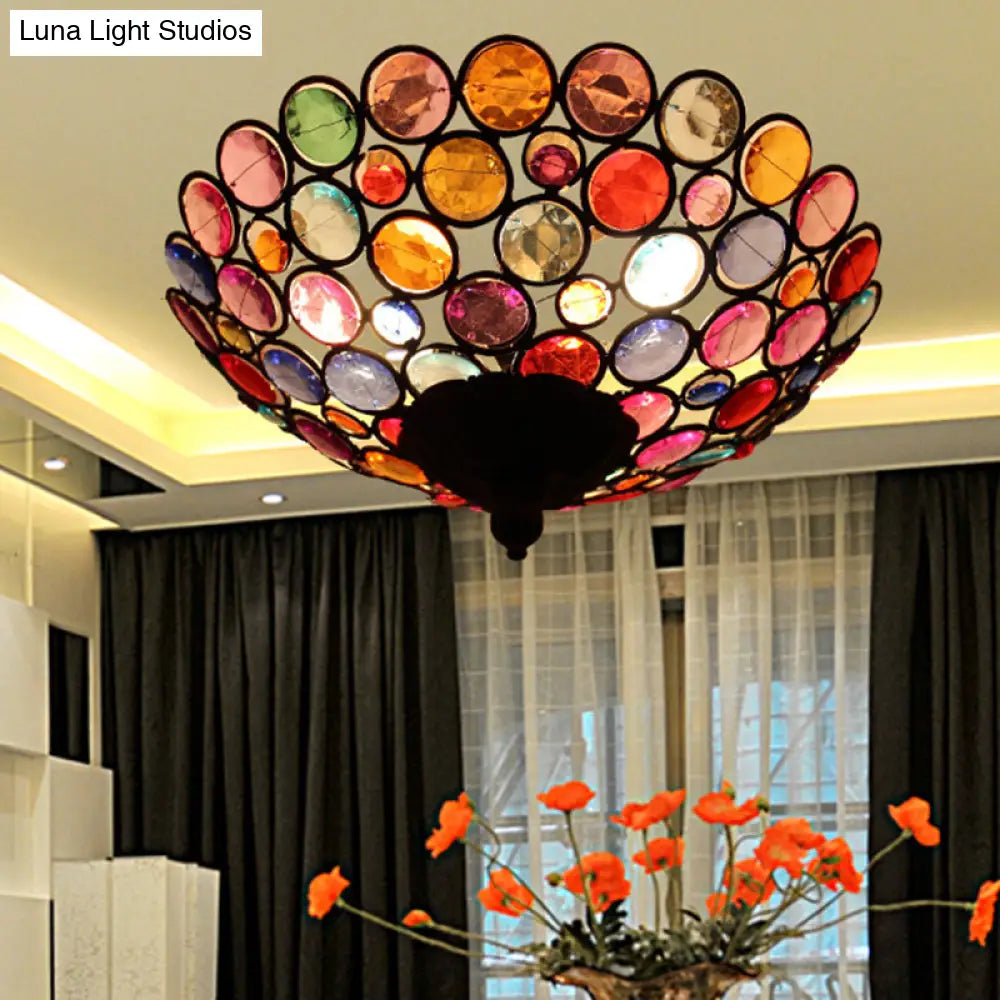 12’/19.5’ Flush Mount Metallic Ceiling Light With Acrylic Design - Brass Finish For Living Room