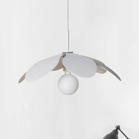 12’/19.5’ Wide Minimal Ceiling Pendant Light With Metal Flower Shade - 1-Light Black/White