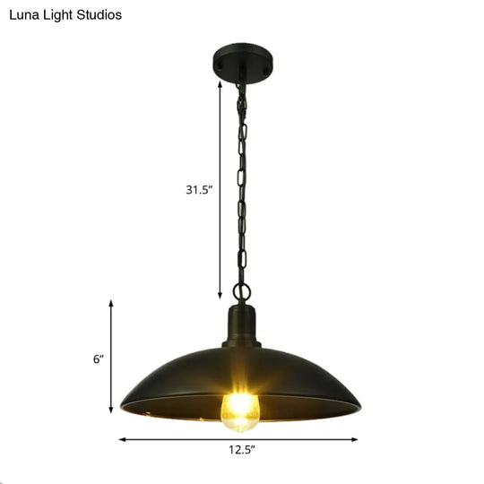 12.5’/16’ W Loft Style Hanging Pendant Lamp With Bowl Shade Adjustable Chain - Metallic And