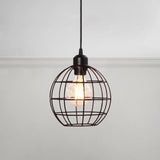 Retro Style Globe Ceiling Lamp - Metal Hanging Light Fixture In Black/Copper