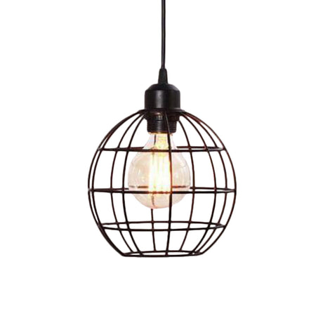 Retro Style Globe Ceiling Lamp - Metal Hanging Light Fixture In Black/Copper