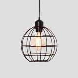 Retro Style Globe Ceiling Lamp - Metal Hanging Light Fixture In Black/Copper