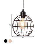 Retro Style Globe Ceiling Lamp - Metal Hanging Light Fixture In Black/Copper