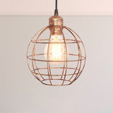 Retro Style Globe Ceiling Lamp - Metal Hanging Light Fixture In Black/Copper