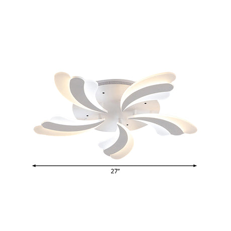 Modern Acrylic Windmill Ceiling Lamp - 3/5/9 Lights White Flush Mount Light Fixture In