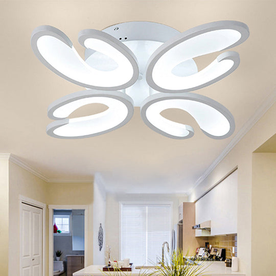 Modern 4/6/9 - Head U - Shaped Acrylic Shade Flush Mount Ceiling Light In White –