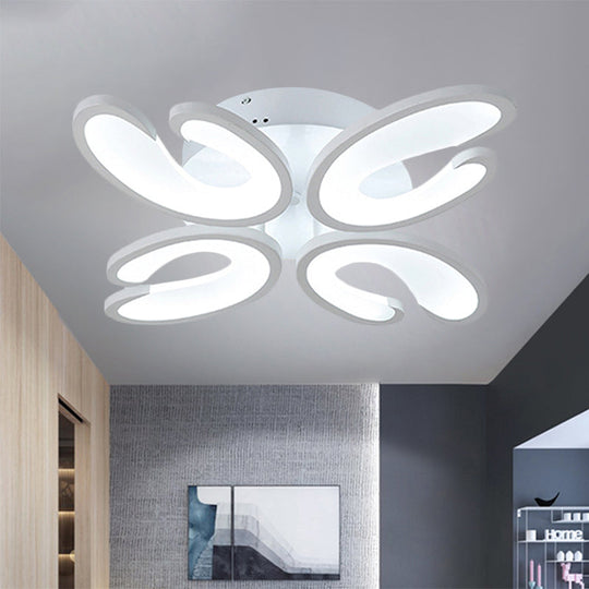 Modern 4/6/9 - Head U - Shaped Acrylic Shade Flush Mount Ceiling Light In White – Warm/White/Natural
