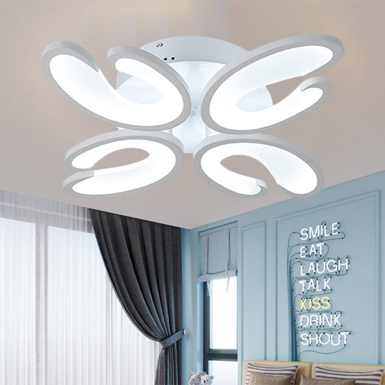 Modern 4/6/9 - Head U - Shaped Acrylic Shade Flush Mount Ceiling Light In White – Warm/White/Natural