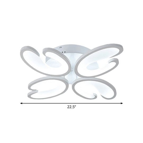 Modern 4/6/9 - Head U - Shaped Acrylic Shade Flush Mount Ceiling Light In White – Warm/White/Natural