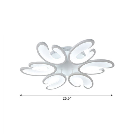 Modern 4/6/9-Head U-Shaped Acrylic Shade Flush Mount Ceiling Light In White Warm/White/Natural