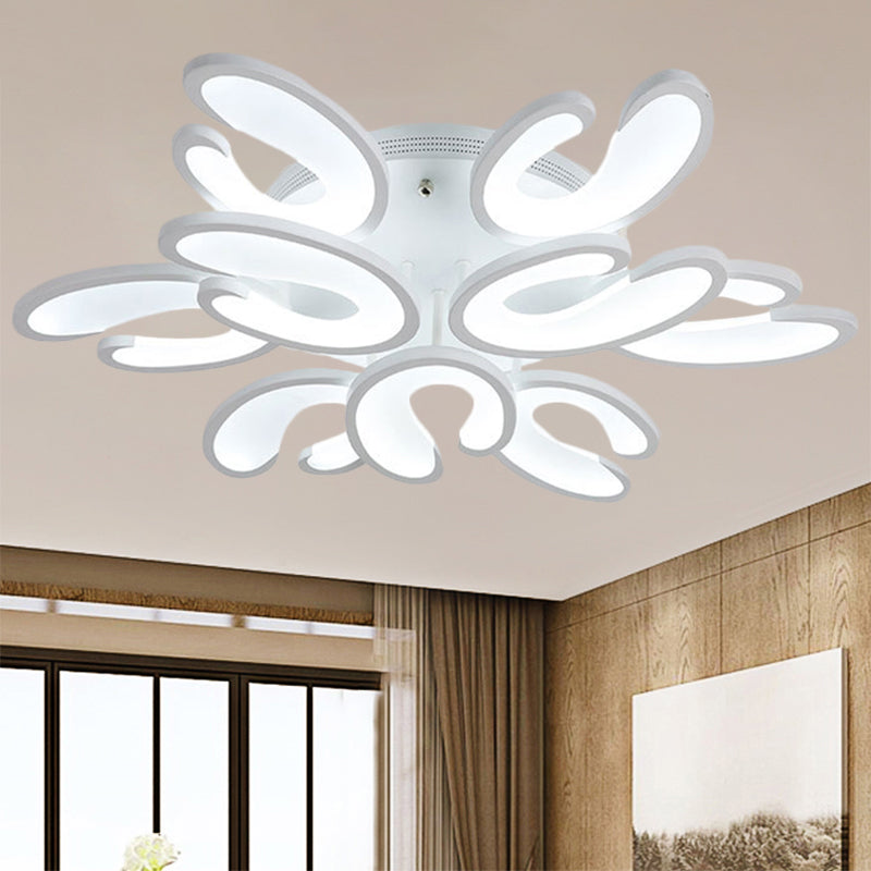 Modern 4/6/9 - Head U - Shaped Acrylic Shade Flush Mount Ceiling Light In White –