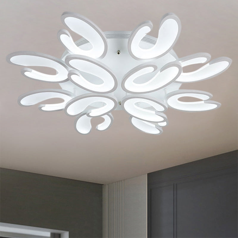 Modern 4/6/9 - Head U - Shaped Acrylic Shade Flush Mount Ceiling Light In White –