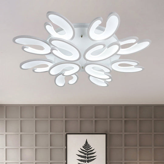 Modern 4/6/9 - Head U - Shaped Acrylic Shade Flush Mount Ceiling Light In White – Warm/White/Natural