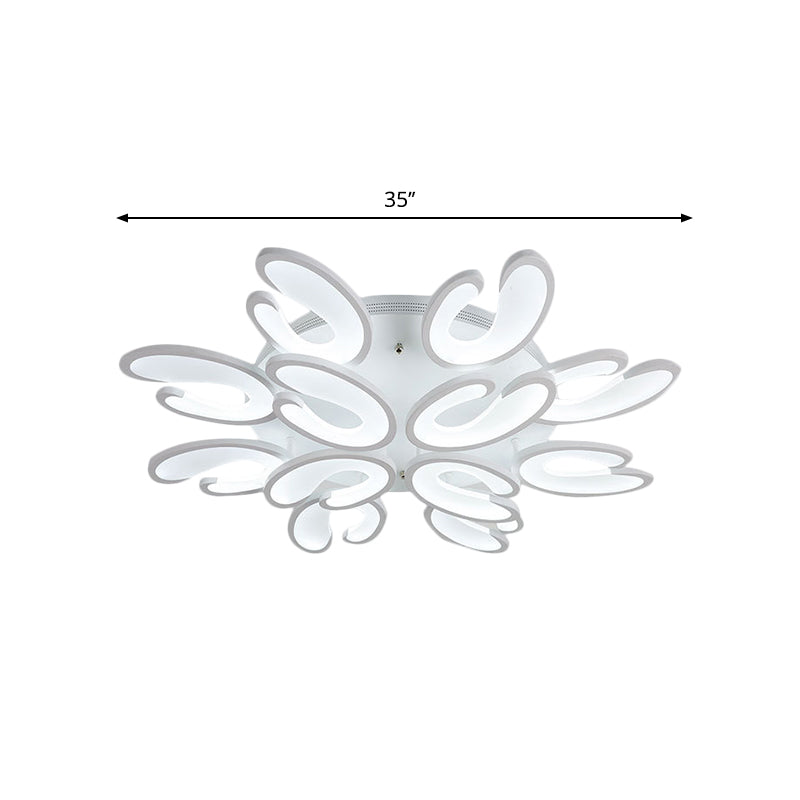 Modern 4/6/9 - Head U - Shaped Acrylic Shade Flush Mount Ceiling Light In White – Warm/White/Natural