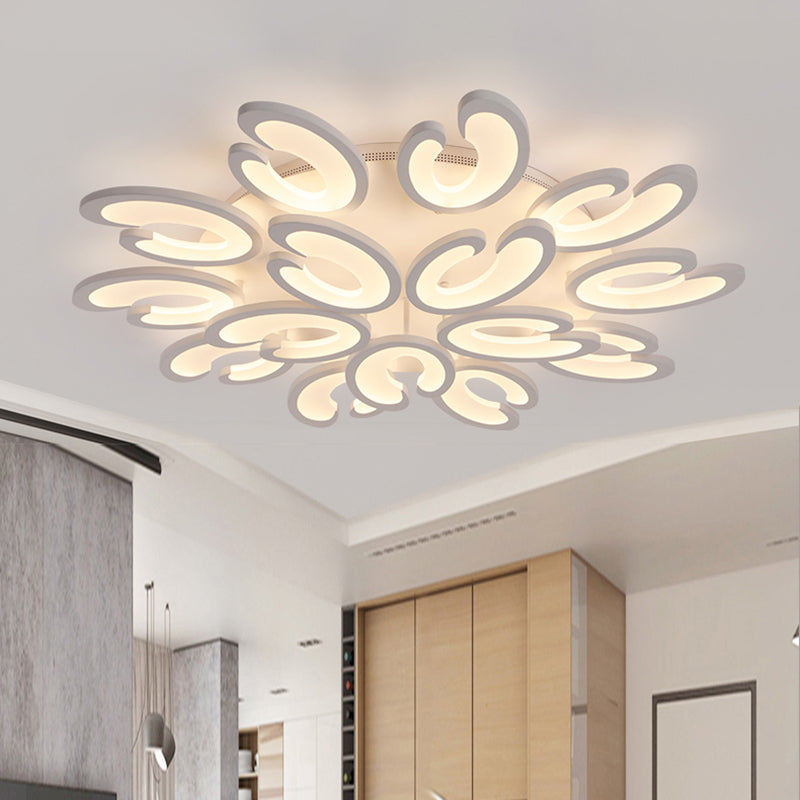 Modern 4/6/9 - Head U - Shaped Acrylic Shade Flush Mount Ceiling Light In White –