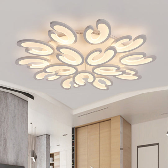 Modern 4/6/9 - Head U - Shaped Acrylic Shade Flush Mount Ceiling Light In White –