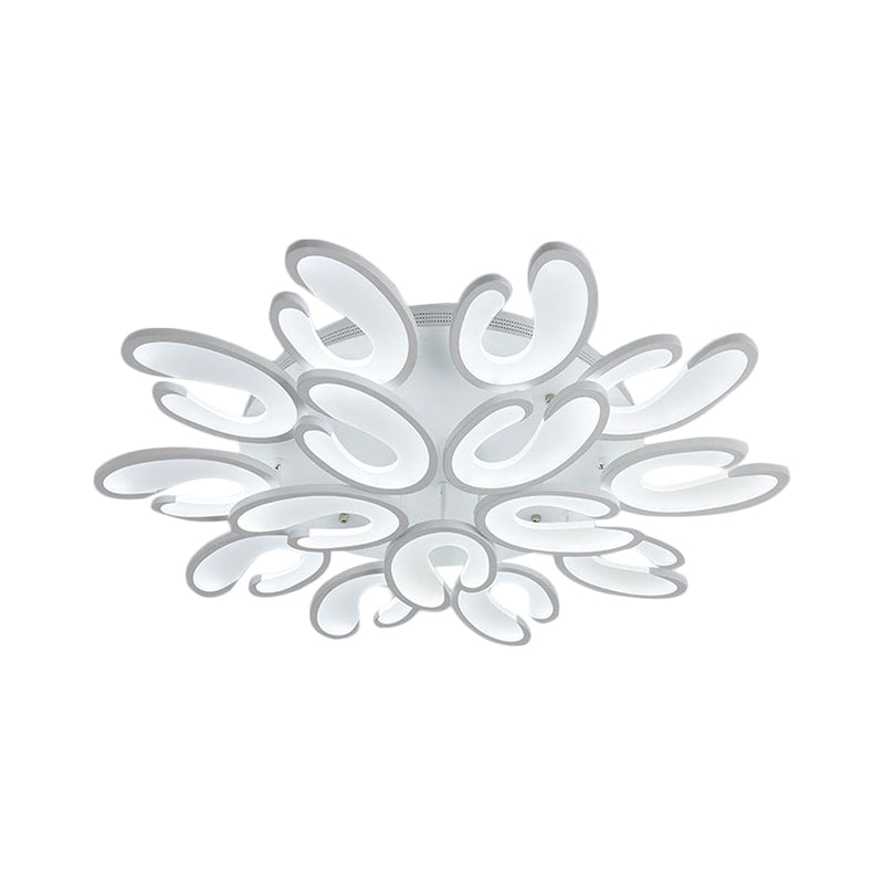 Modern 4/6/9 - Head U - Shaped Acrylic Shade Flush Mount Ceiling Light In White – Warm/White/Natural