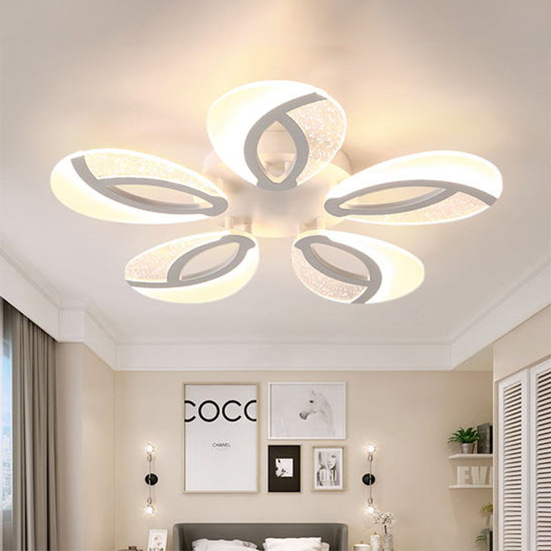 Contemporary Flush Mount Fan Ceiling Light With Adjustable Acrylic Shade In Multiple Tones 5 /