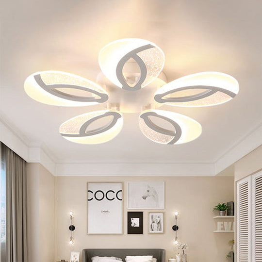 Contemporary Flush Mount Fan Ceiling Light With Adjustable Acrylic Shade In Multiple Tones 5 /