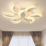 Contemporary Flush Mount Fan Ceiling Light With Adjustable Acrylic Shade In Multiple Tones 9 / White