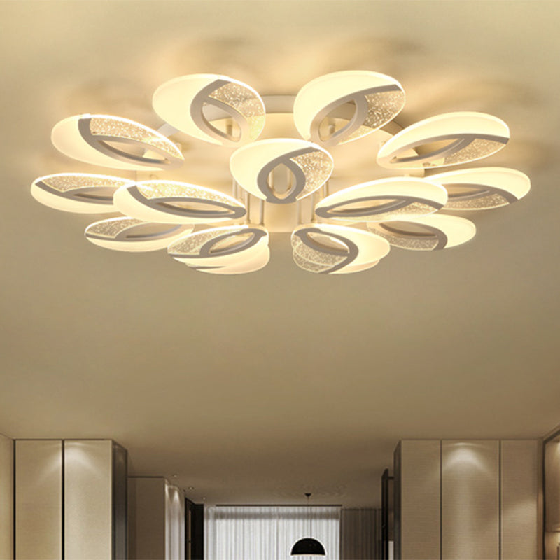 Contemporary Flush Mount Fan Ceiling Light With Adjustable Acrylic Shade In Multiple Tones