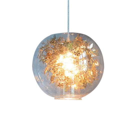 Modern Clear Glass Shattered Leaves Pendant Light With 1 Silver/Gold Finish