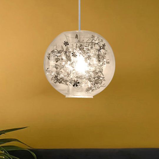 Modern Clear Glass Shattered Leaves Pendant Light - 1-Light Silver/Gold Hanging Ceiling Lamp