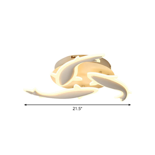 Modern Led Acrylic Fishes Flush Mount Light: Ceiling Fixture With 3/5/9 Lights In