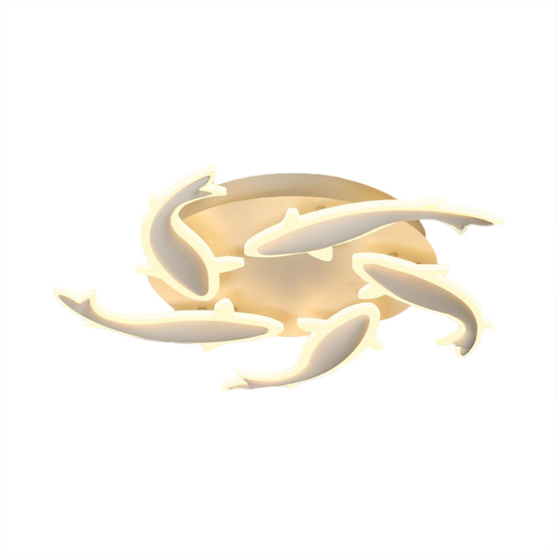 Modern Led Acrylic Fishes Flush Mount Light: Ceiling Fixture With 3/5/9 Lights In