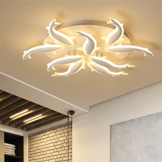 Modern Led Acrylic Fishes Flush Mount Light: Ceiling Fixture With 3/5/9 Lights In