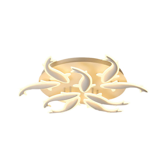 Modern Led Acrylic Fishes Flush Mount Light: Ceiling Fixture With 3/5/9 Lights In