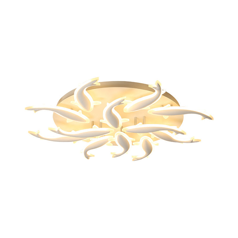 Modern Led Acrylic Fishes Flush Mount Light: Ceiling Fixture With 3/5/9 Lights In