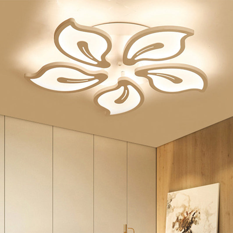 Modern Bauhinia Leaf Flush Light: Acrylic Led Ceiling Lamp For Living Room. Available In 3/5/9 -