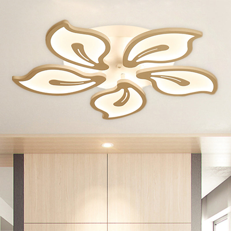 Modern Bauhinia Leaf Flush Light: Acrylic Led Ceiling Lamp For Living Room. Available In 3/5/9 -